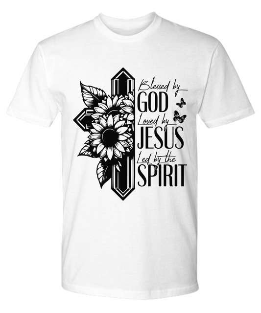 Blessed By God Loved By Jesus Led by the Spirit Premium T-Shirt, Gift for Christian, Faith Based Gifts, Best Gifts for Christians, Easter Gifts